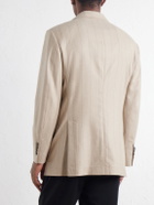 Brunello Cucinelli - Pinstripe Wool, Silk and Cashmere-Blend Flannel Suit Jacket - Brown