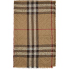 Burberry Beige Gauze Vintage Check Metallic Monogram Scarf