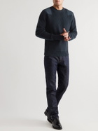 Belstaff - Brigade Shell-Panelled Ribbed Virgin Wool Sweater - Blue