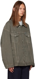 Acne Studios Gray Distressed Denim Jacket