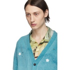 Amiri Blue Ombre Star Patchwork Cardigan