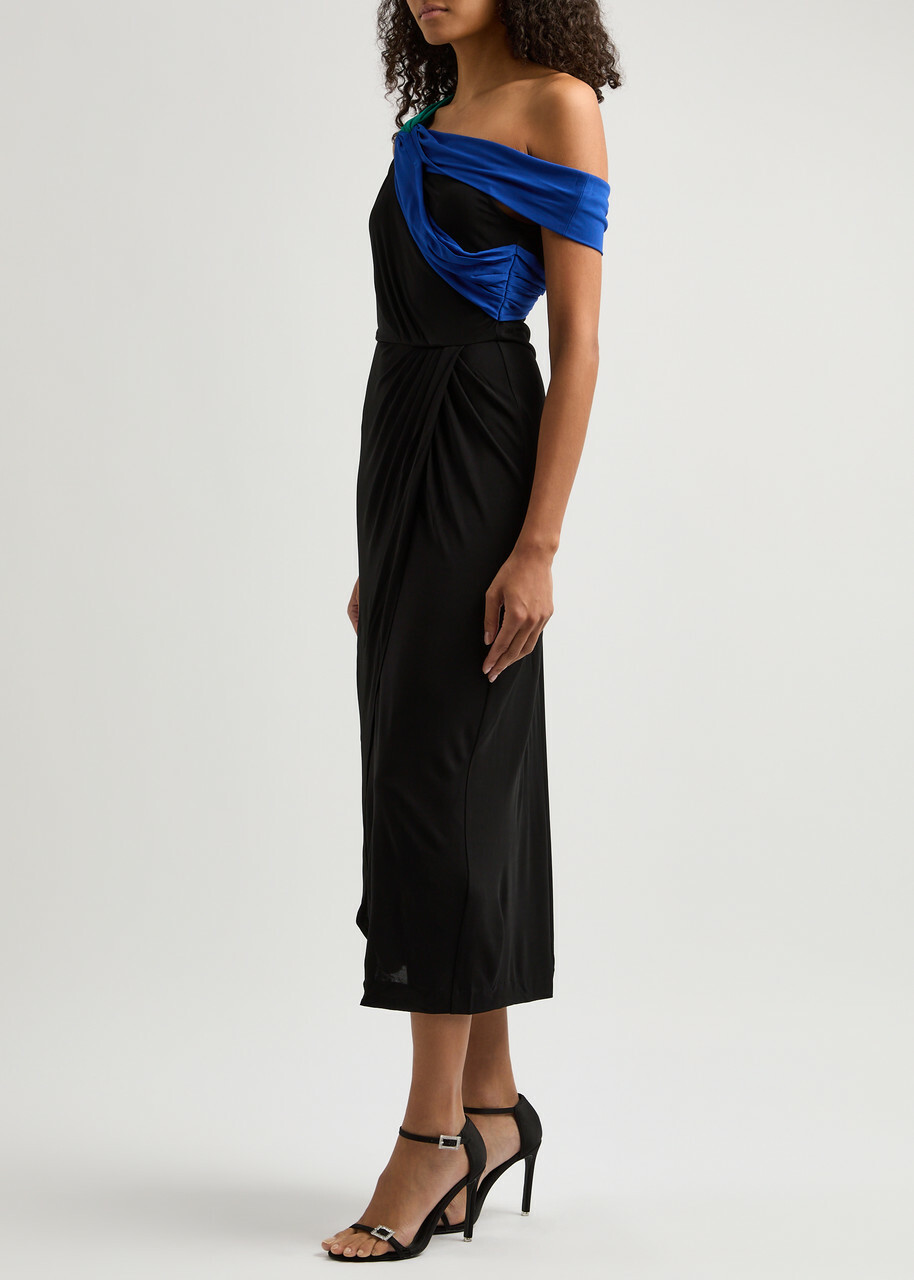 Diane Von Furstenberg Terin Off-the-shoulder Jersey Midi Dress Black