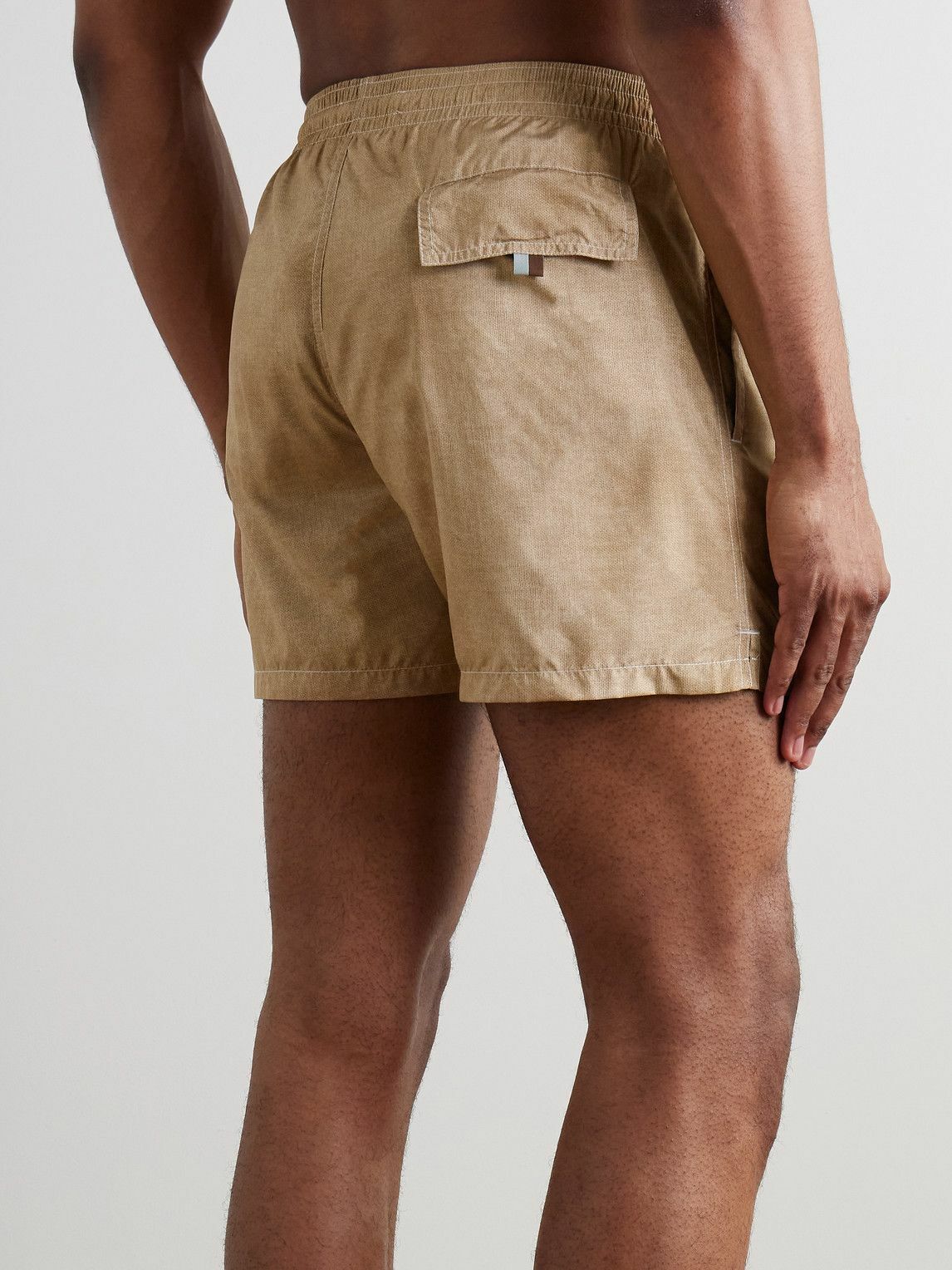 Canali - Straight-Leg Mid-Length Printed Swim Shorts - Neutrals
