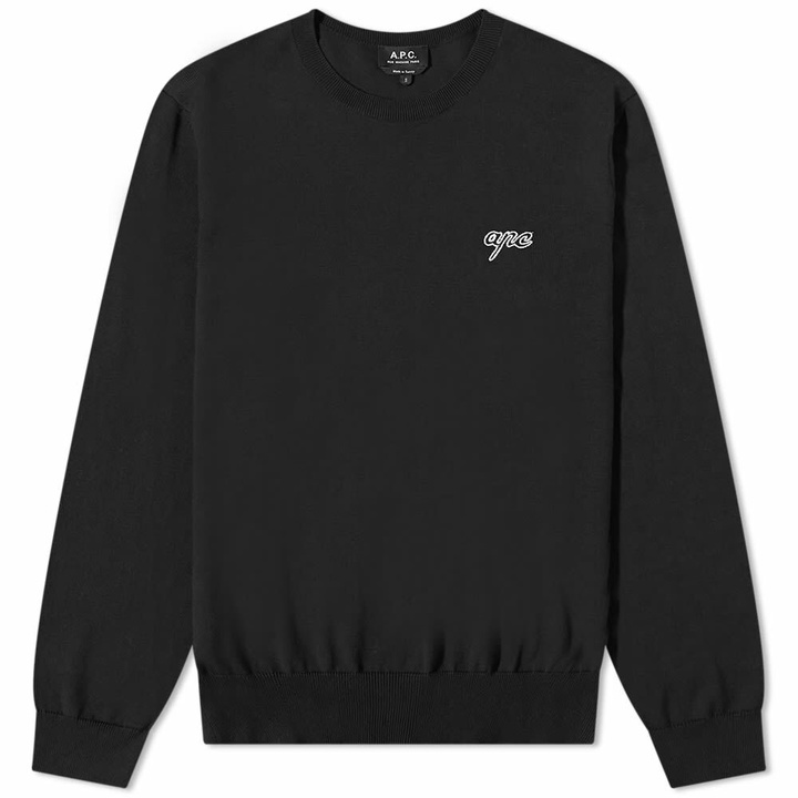 Photo: A.P.C. Men's Otis Logo Crew Knit in Black