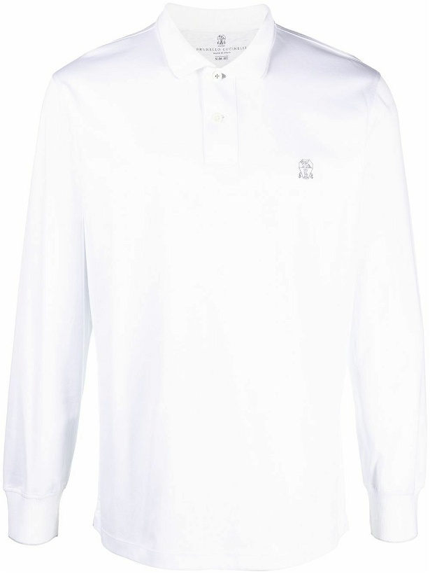 Photo: BRUNELLO CUCINELLI - Embroidered Logo Cotton Polo Shirt