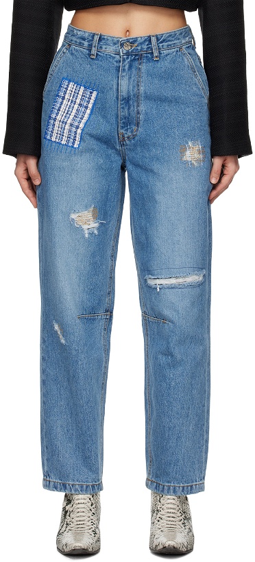 Photo: ADER error Blue Embroidered Jeans