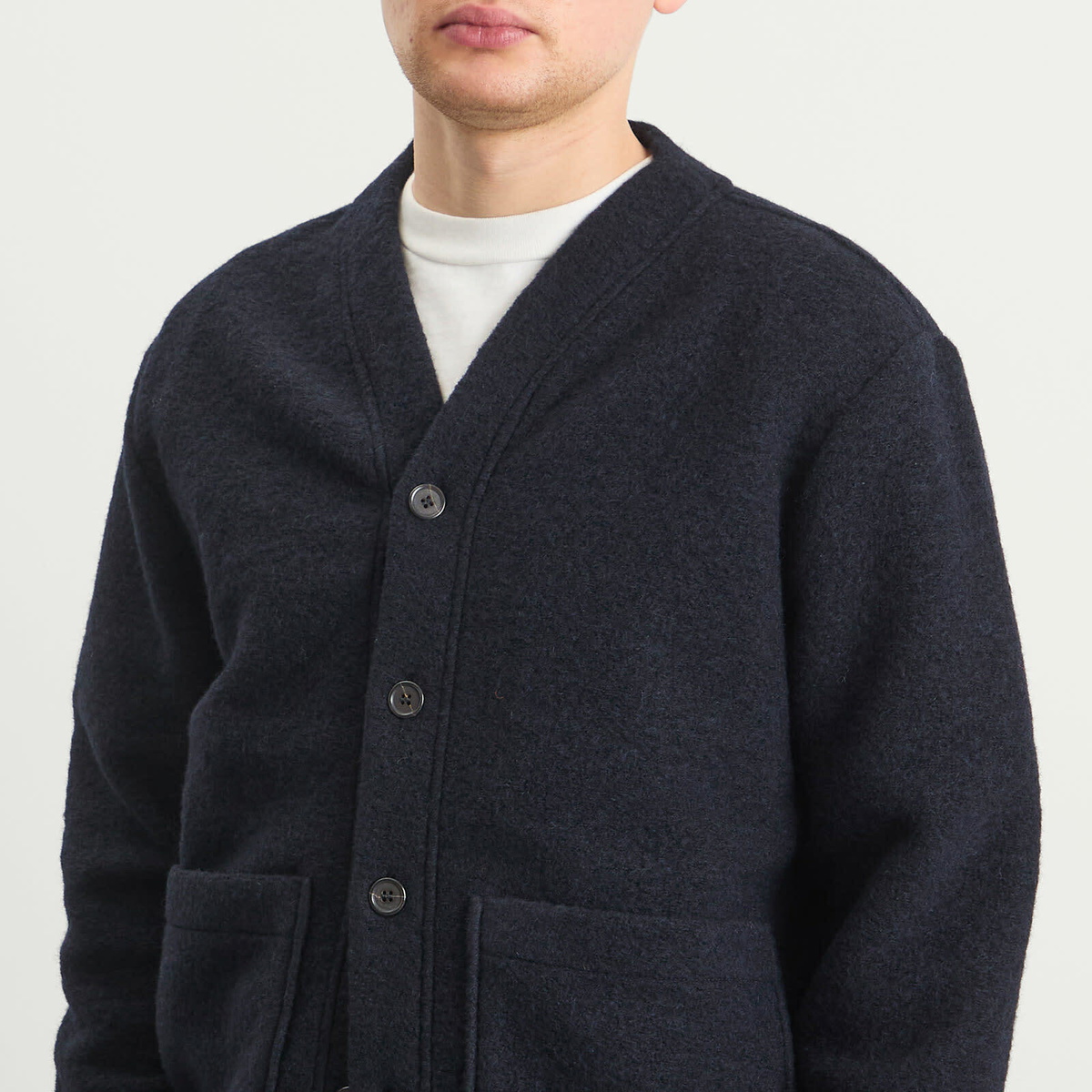 Universal Works Men's Presented by END. Wool Fleece Adv Cardigan in Navy