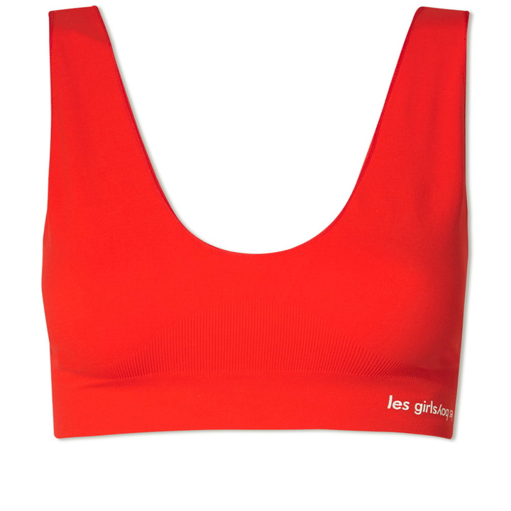 Photo: Les Girls Les Boys Women's Semi Sheer Crop Top in Red