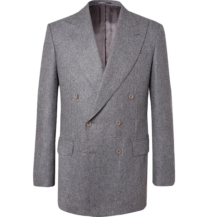 Photo: Maximilian Mogg - Grey Double-Breasted Wool-Flannel Suit - Gray