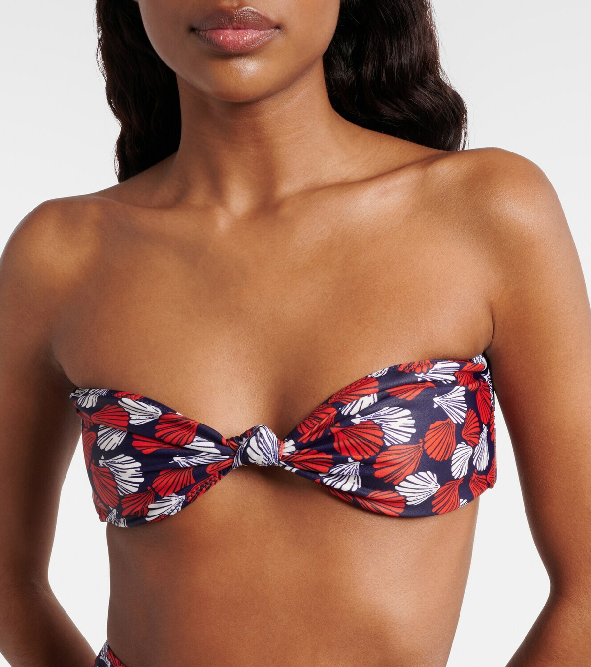 Same Knotted printed bandeau bikini top