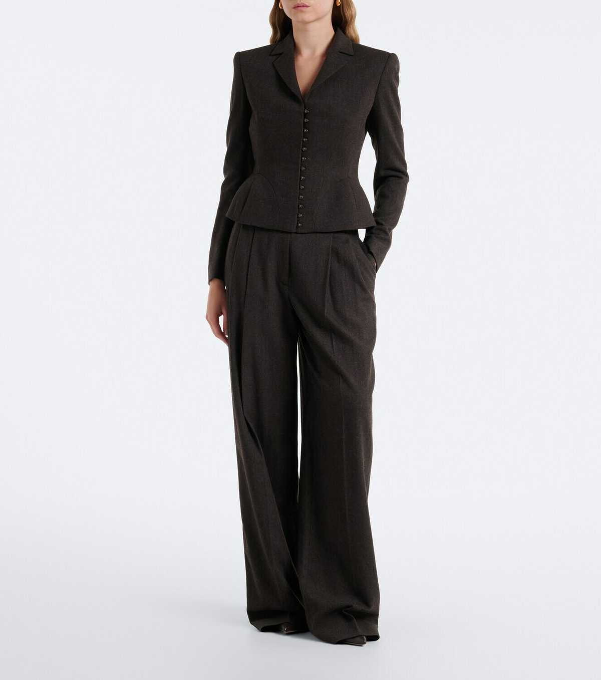 Ralph Lauren Collection Herringbone peplum virgin wool blazer