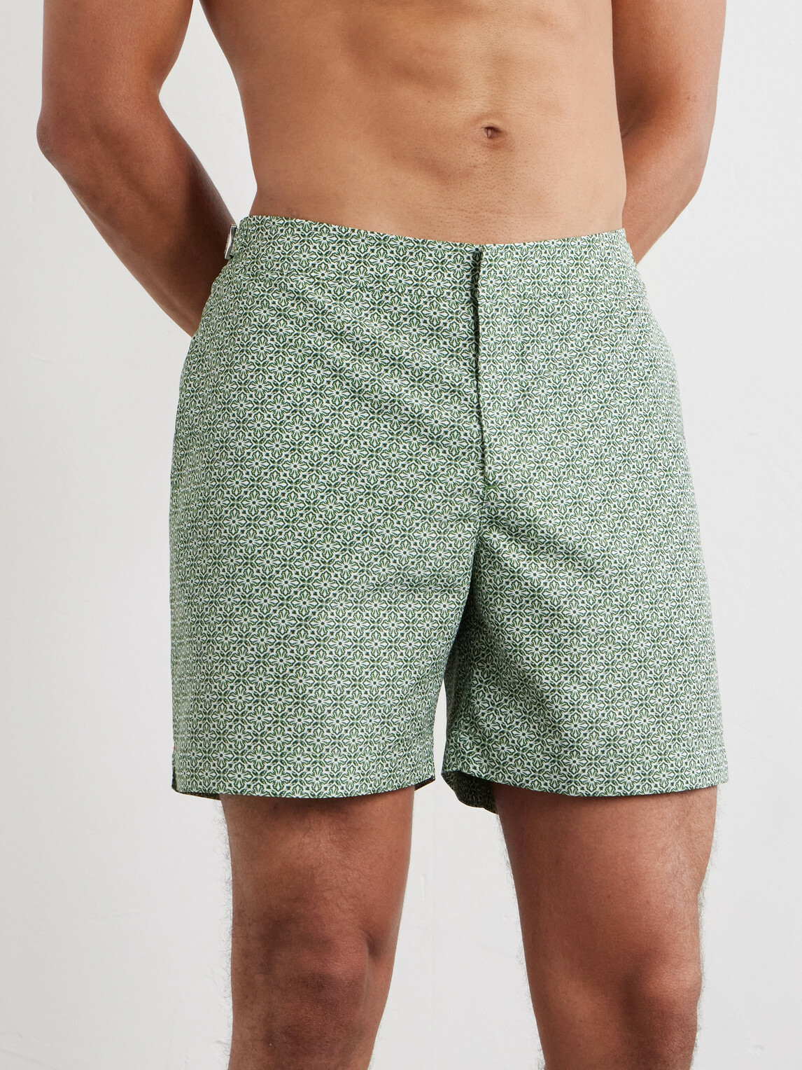 Orlebar Brown - Bulldog Portico Straight-Leg Mid-Length Printed Swim Shorts - Green