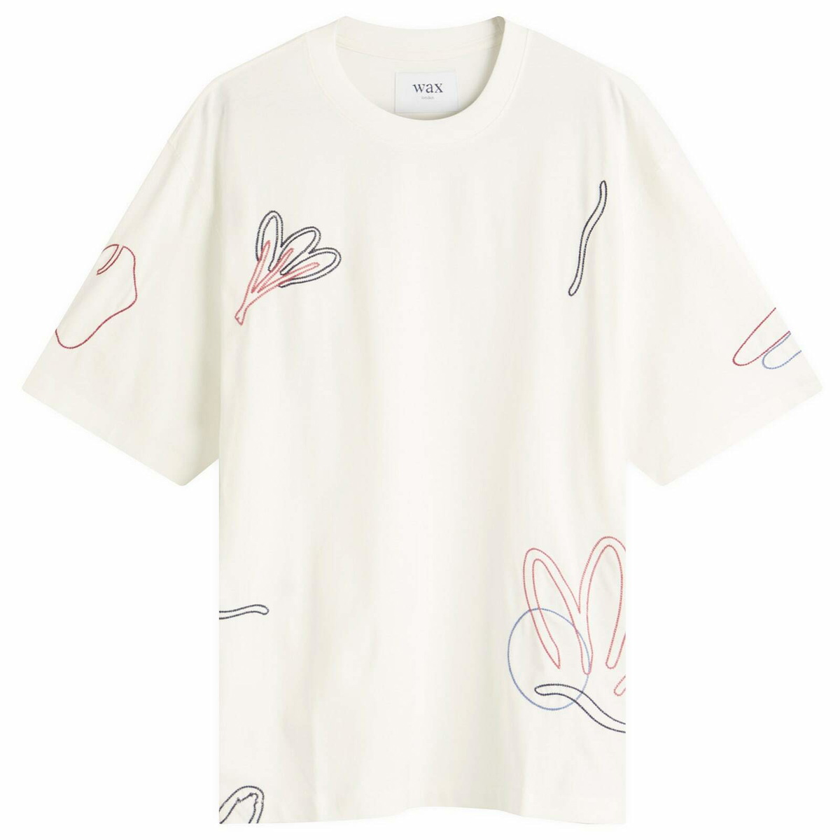 Wax London Men's Milton Embroidered T-Shirt in Ecru/Multi