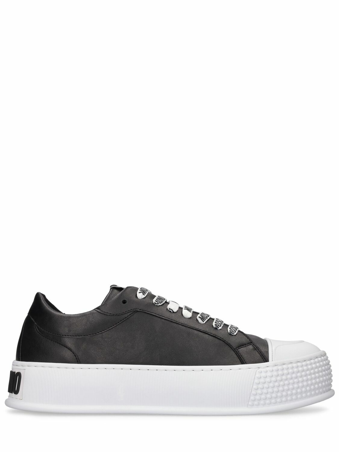 Photo: MOSCHINO - Logo Faux Leather Low Top Sneakers