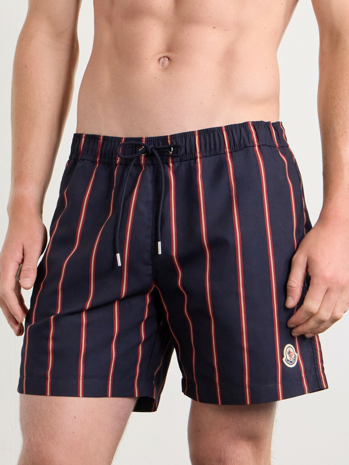 Moncler - Straight-Leg Mid-Length Striped Swim Shorts - Blue