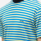 Sunnei Men's Reverisble Striped Logo T-Shirt in Blue/Green Stripes