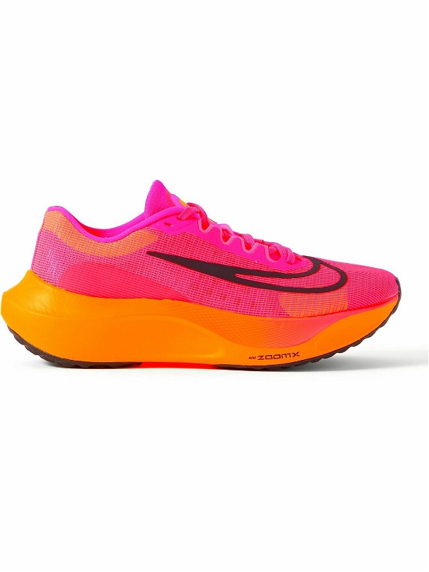 Photo: Nike Running - Zoom Fly 5 Rubber-Trimmed Neon Mesh Sneakers - Pink