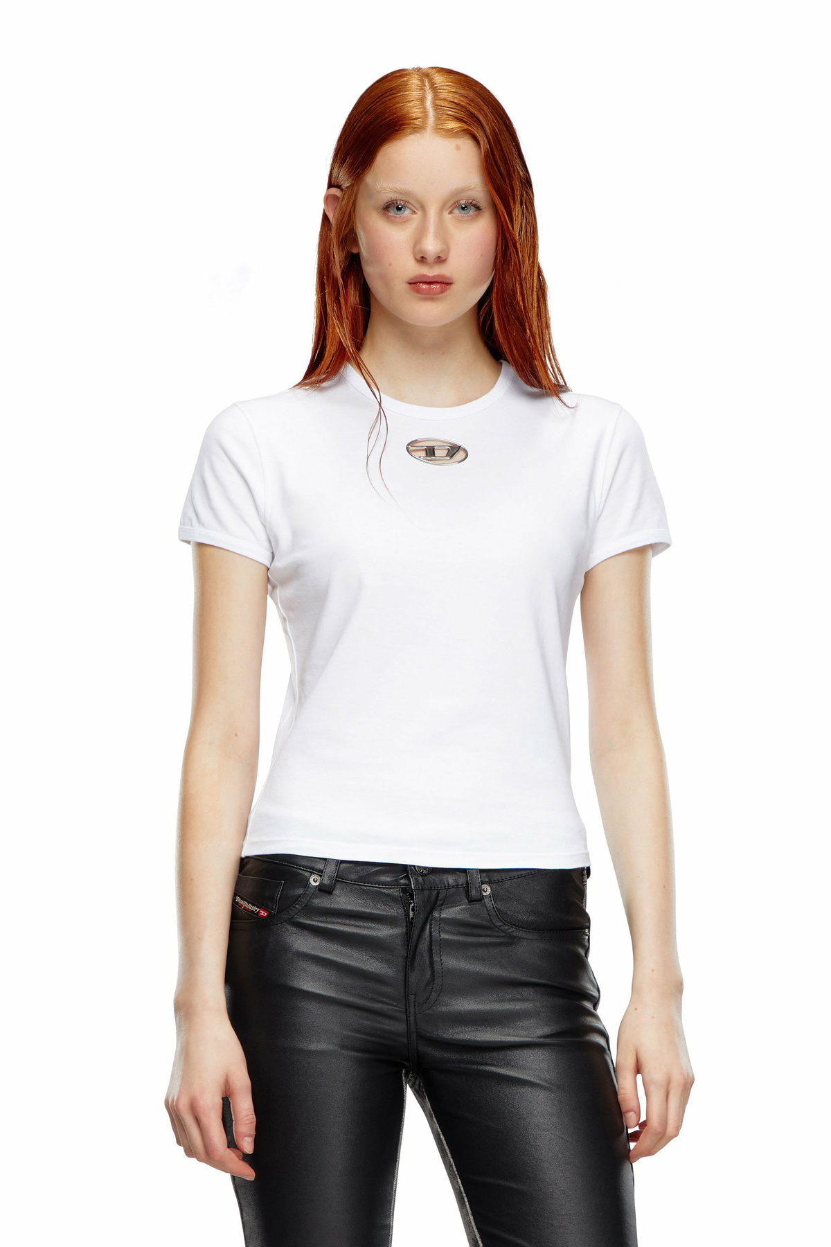 Diesel T-shirt with injection-moulded Oval D - T-Shirts Womens in