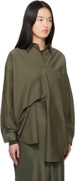 Silk Laundry Green Cotton Silk Round Shirt