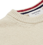 THOM BROWNE - Slim-Fit Striped Wool and Mohair-Blend Sweater - White