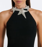 David Koma Embellished halterneck cady gown
