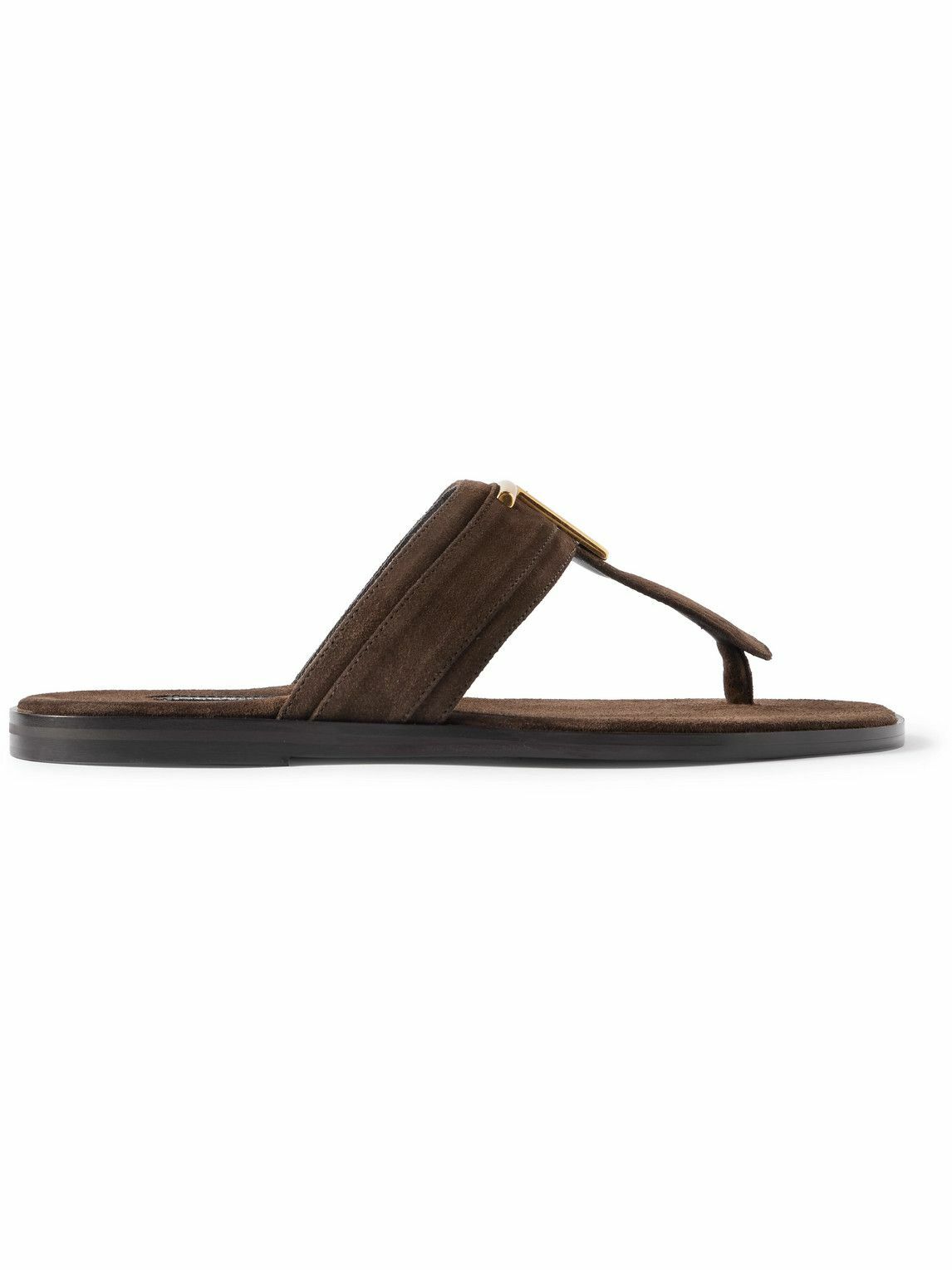 TOM FORD - Brighton Logo-Embellished Suede Sandals - Brown  display picture 2