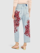 BLUMARINE Printed Baggy High Rise Cropped Jeans