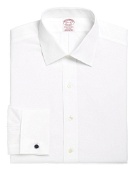Brooks Brothers Men's Traditional Extra-Relaxed-Fit Dress Shirt, Non-Iron Spread Collar French Cuff | White