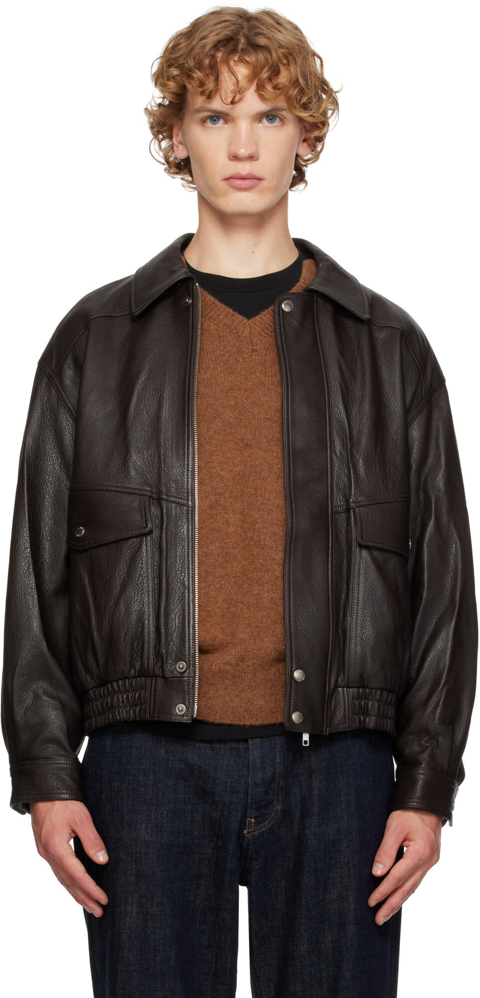 Dunst Brown Oversized Vintage Leather Jacket