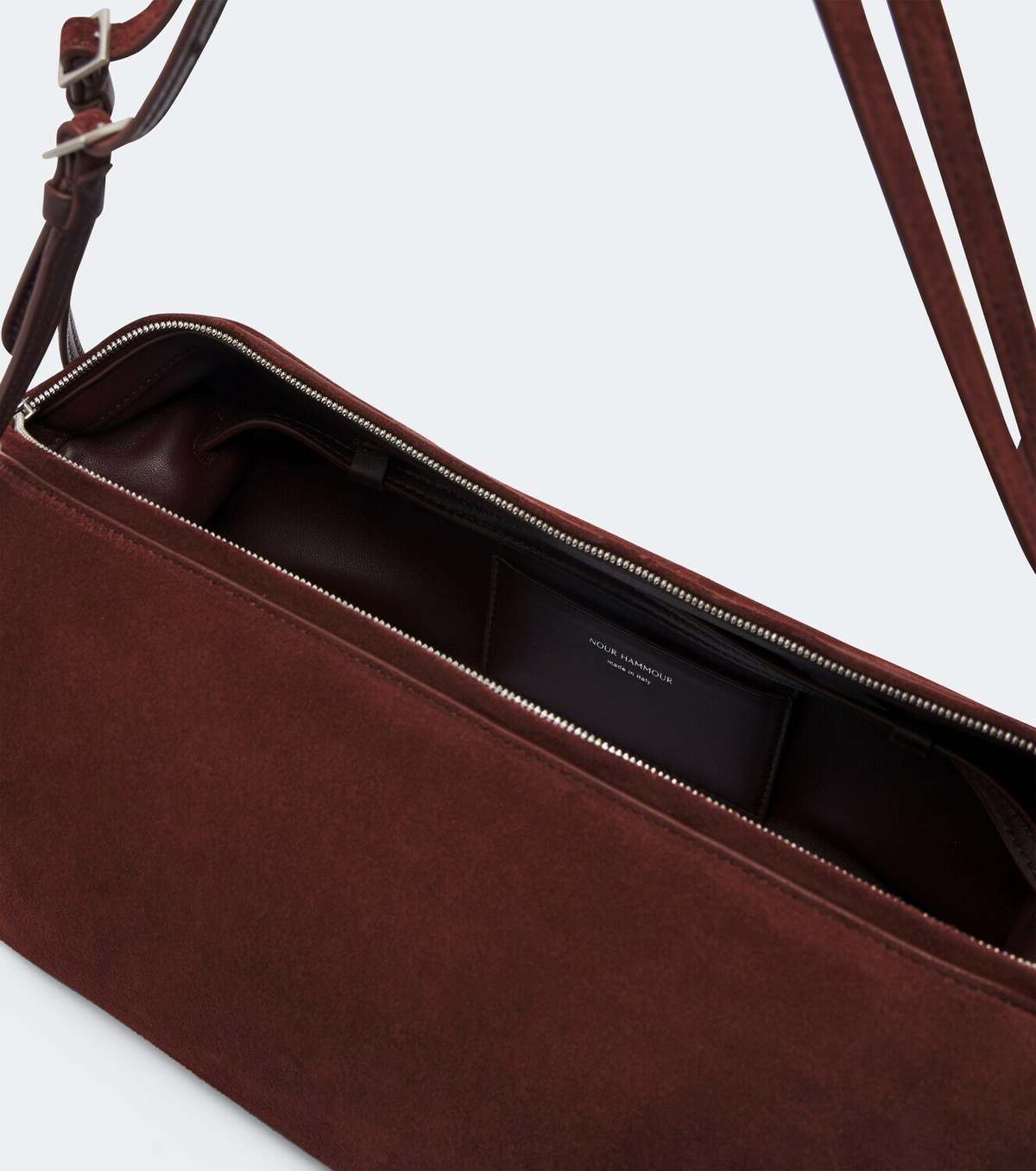 Nour Hammour Kenza suede shoulder bag