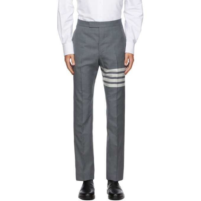 Photo: Thom Browne Grey 4-Bar Backstrap Trousers