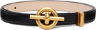 BALMAIN Black Calfskin T-Bar Belt