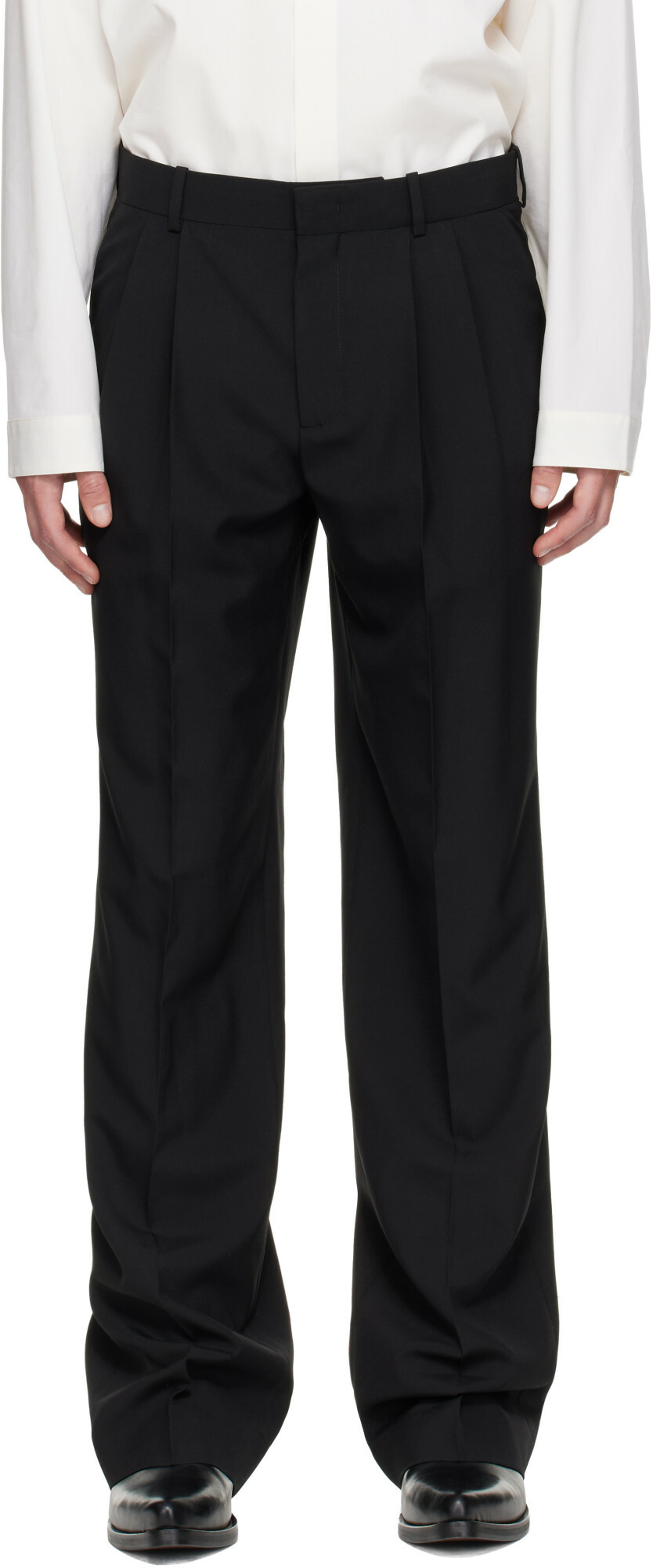 BALMAIN Black Wool Trousers