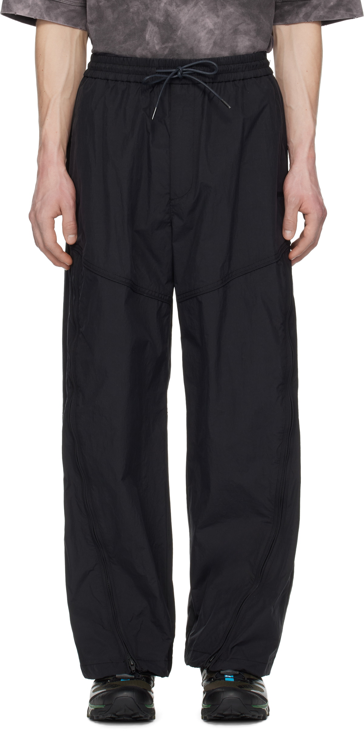 Juun.J Black Nylon Zip Trousers