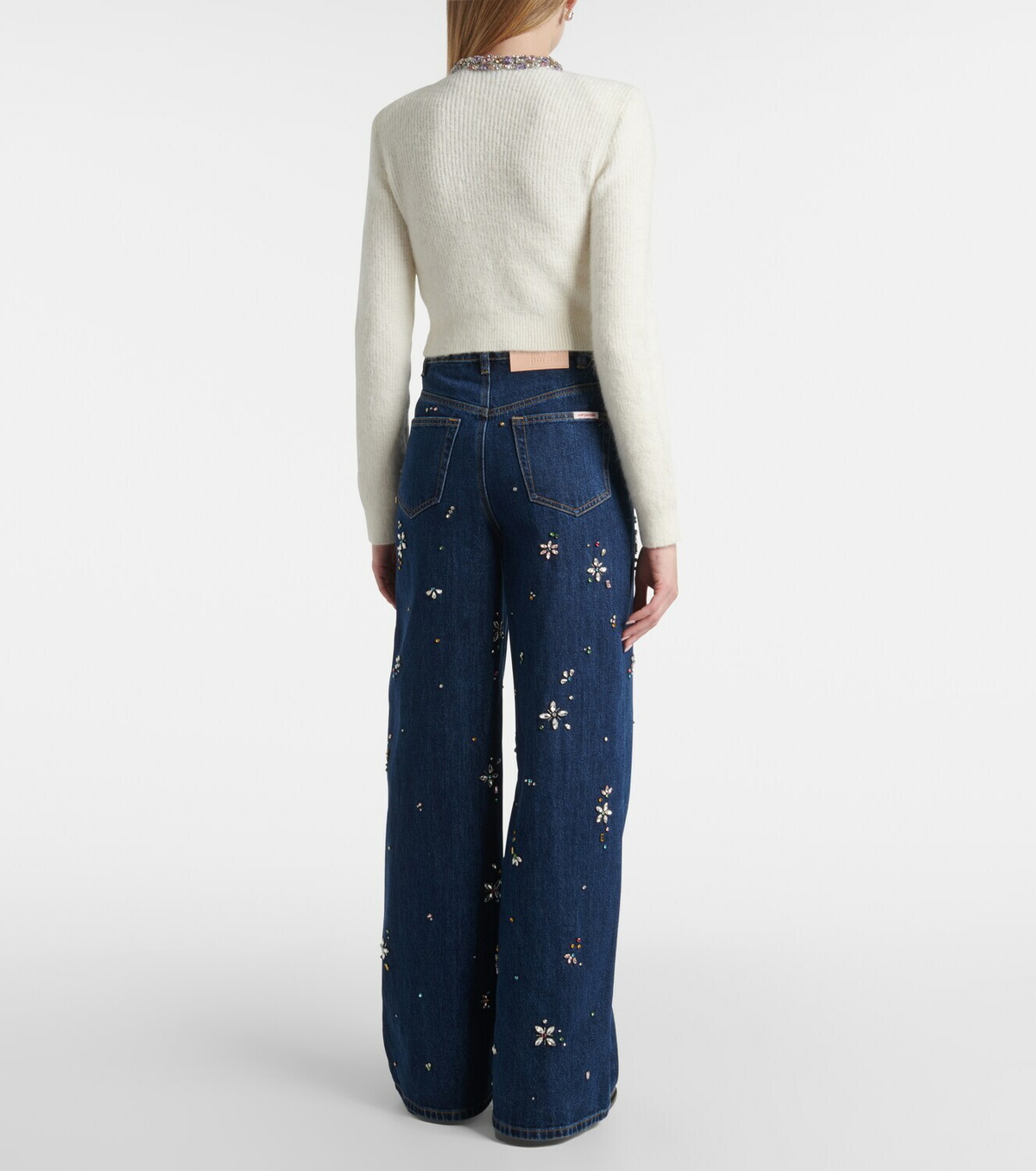 Self-Portrait Embellished ribbed-knit cardigan