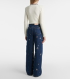Self-Portrait Embellished ribbed-knit cardigan