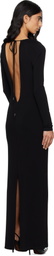 Marine Serre Black Draped Jersey Ls Maxi Dress