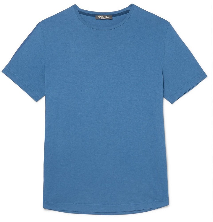 Photo: Loro Piana - Slim-Fit Silk and Cotton-Blend Jersey T-Shirt - Blue