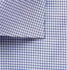 BRIONI - William Slim-Fit Cutaway-Collar Checked Cotton-Twill Shirt - Blue