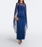 Simkhai Fiora caped organza-trimmed gown