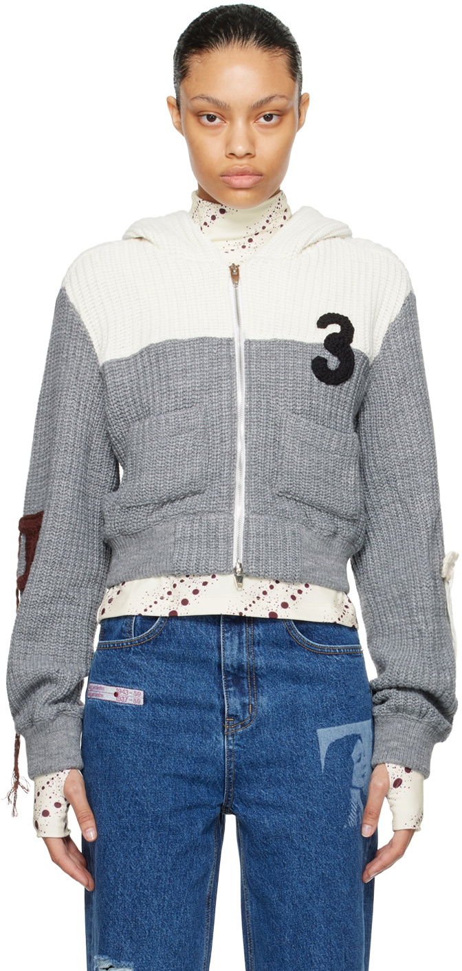 Kijun Gray & White Zip-Up Hoodie
