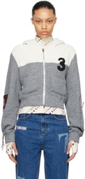 Kijun Gray & White Zip-Up Hoodie