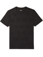 FENDI - Logo-Embroidered Cotton-Jersey T-Shirt - Black