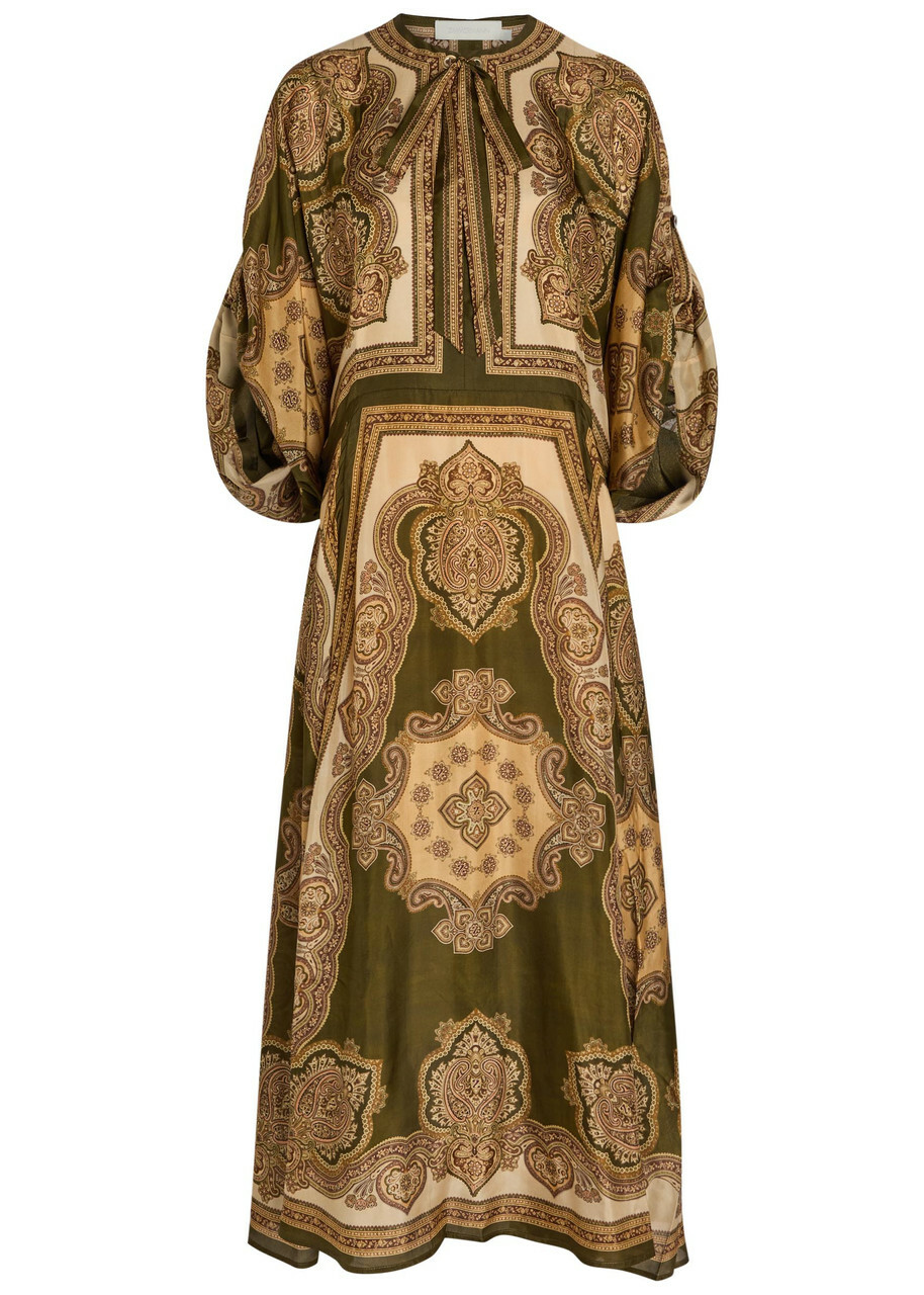 Zimmermann Mahon Printed Silk Midi Tunic Dress Multicoloured