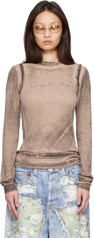 Photo: Acne Studios Beige Layered Printed T-shirt