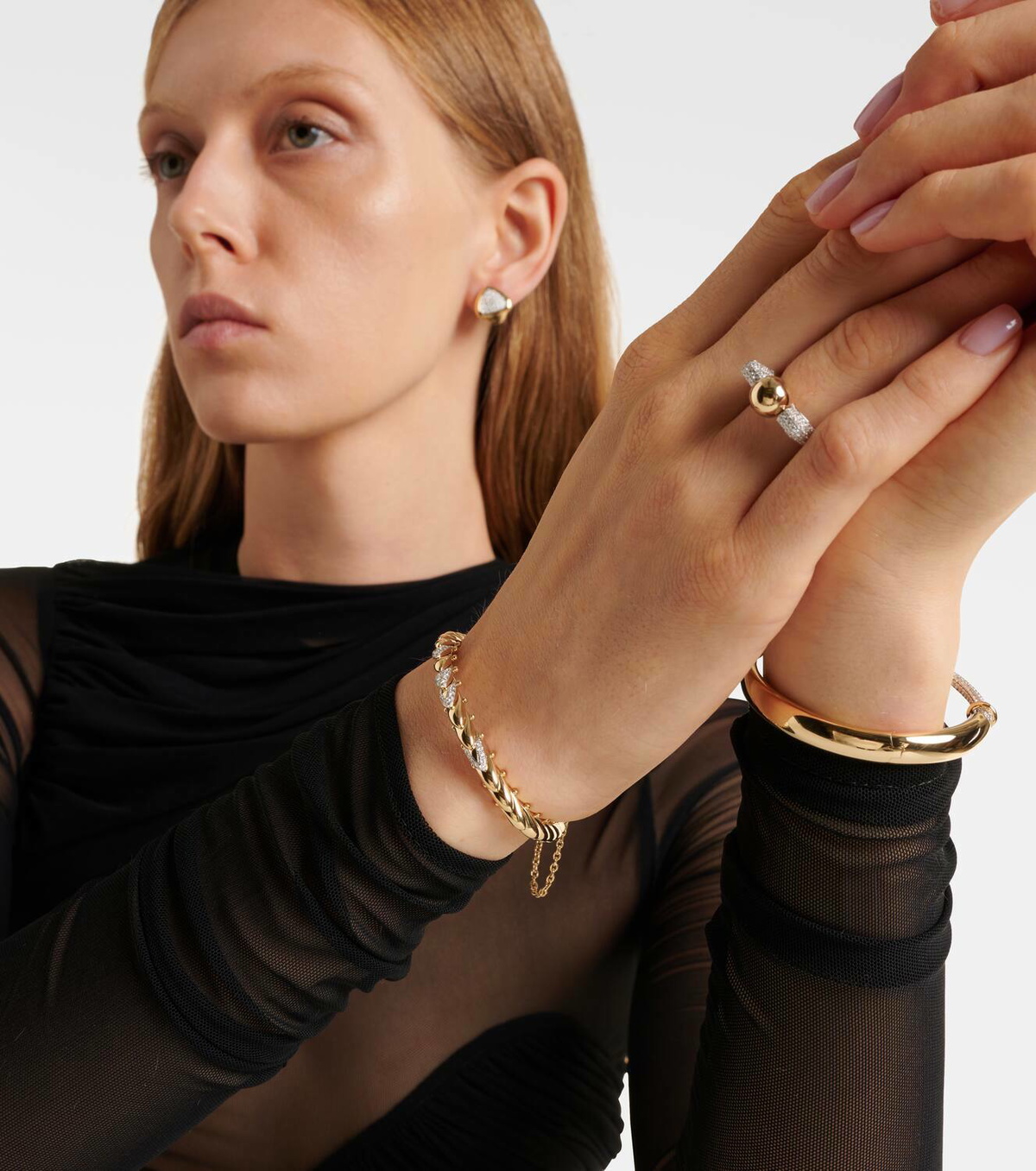 Rainbow K Ecaille XS 14kt yellow and white gold bracelet with diamonds