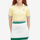 Casablanca Women's Cropped Pique Polo Shirt Top in Yellow