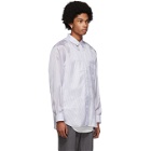 Comme des Garcons Shirt White and Blue Striped Lining Forever Shirt