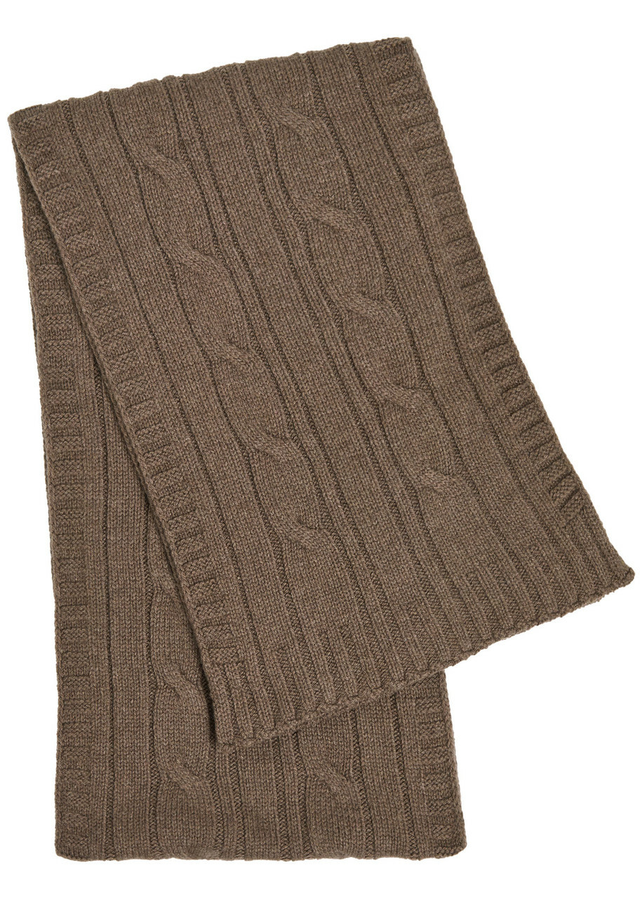 John Smedley Wooton Cable-knit Cashmere and Wool-blend Scarf - Taupe - One Size