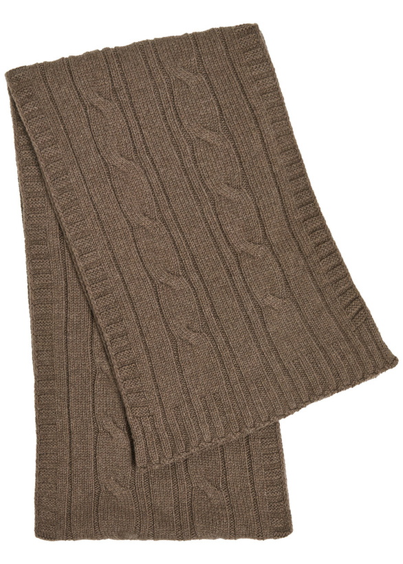 Photo: John Smedley Wooton Cable-knit Cashmere and Wool-blend Scarf - Taupe - One Size
